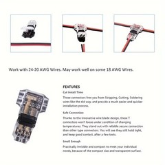 10/20PCS T-Tap 2-Pin Wire Connectors 22-18 AWG Quick Splice Low Voltage