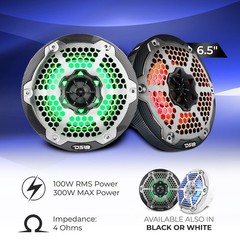 DS18 CF-65M 6.5″ Carbon Fiber Marine Speaker – 2-Way 300W Max 4 Ohms 2 Speakers