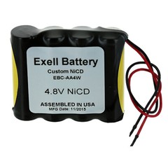 Exell 4.8V Custom NiCd 1000mAh Battery Pack w/ 5″ AWG Bare Wire Leads
