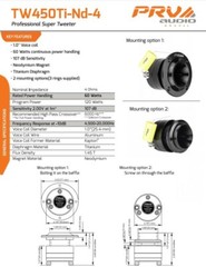 2x PRV Audio TW450Ti-ND-4 Bullet Neodymium Pro Super Tweeter 4 Ohm Titanium 240W