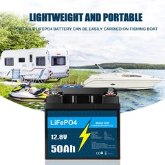 12V 50Ah LiFePO4 Lithium Battery 50A BMS Deep Cycles for Trolling Motor Solar