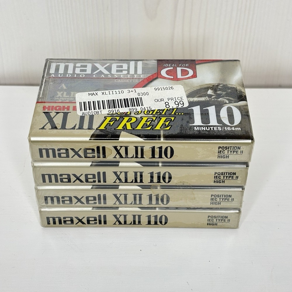 Maxell XLII 110-Min High Bias Type II Blank Cassette Tapes Sealed 4-Pack