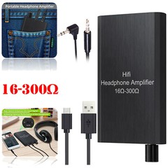 16-300Ω Mini HiFi Headphone Amplifier Portable Earphone AMP w/ 3.5mm Audio Cable