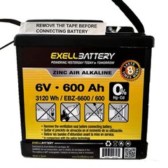 Exell Battery EBZ-6600 6V 600Ah Zinc Air Alkaline Battery