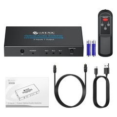 3×1 Optical Audio Switcher SPDIF TOSLINK Aluminum Alloy w/ IR Remote & Cable