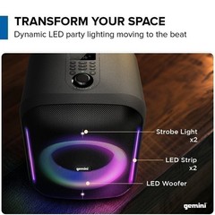 Gemini UltraRave GRV-650L 320W 6.5″ Speaker with LED Lights, Bluetooth, TWS, FM