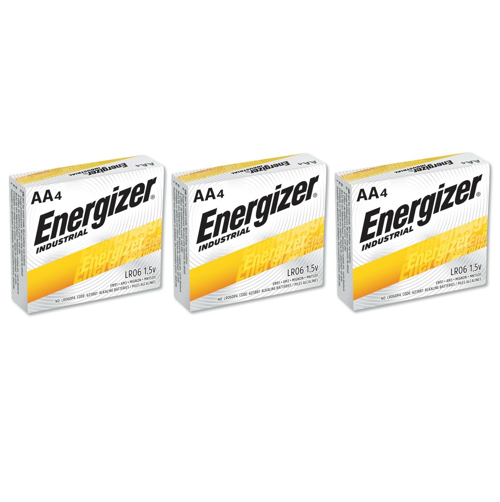 12 Energizer Industrial AA Alkaline Batteries (EN91, LR6)
