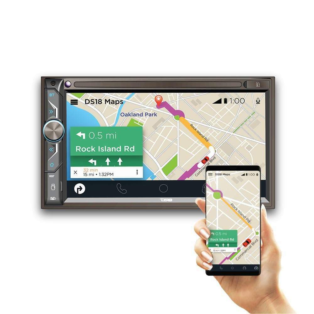 DS18 6.9″ Touchscreen Double-Din Car Head Unit Bluetooth USB Android Mirror Link
