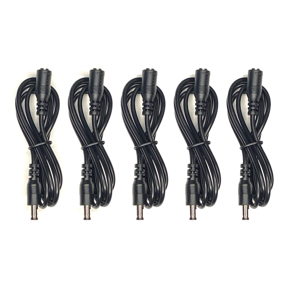 (5) Pack 6ft. DC Barrel Power 5.5mm x 2.1mm Extension Cable Male to Female
