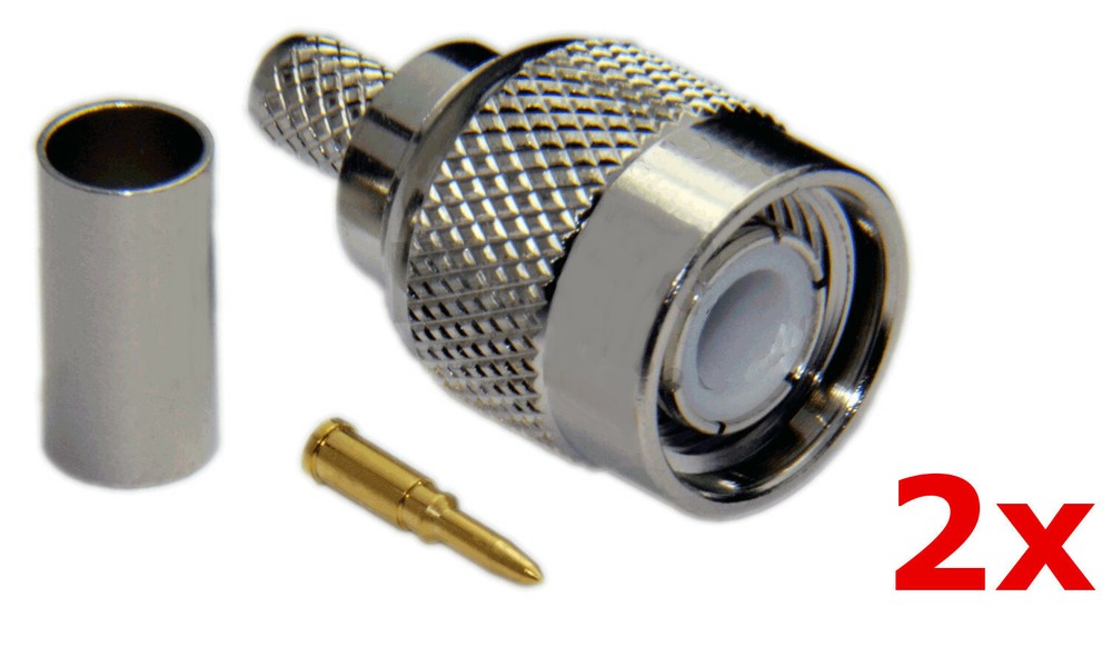 2 Pack – TNC Male Plug Crimp-On Connector End RF WiFi Antenna RG58 LMR-195 Cable
