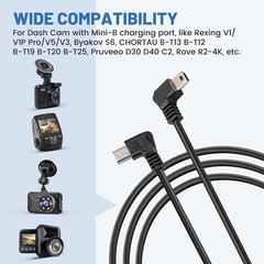 USB 2.0 to Mini USB Dash Cam Charging Power Cable For Rexing V1 V1P Pro V5 V3