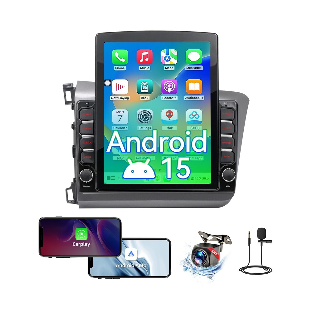 Car Stereo Radio Compatible with Honda Civic 2012 2013 2014 2015,Android 15