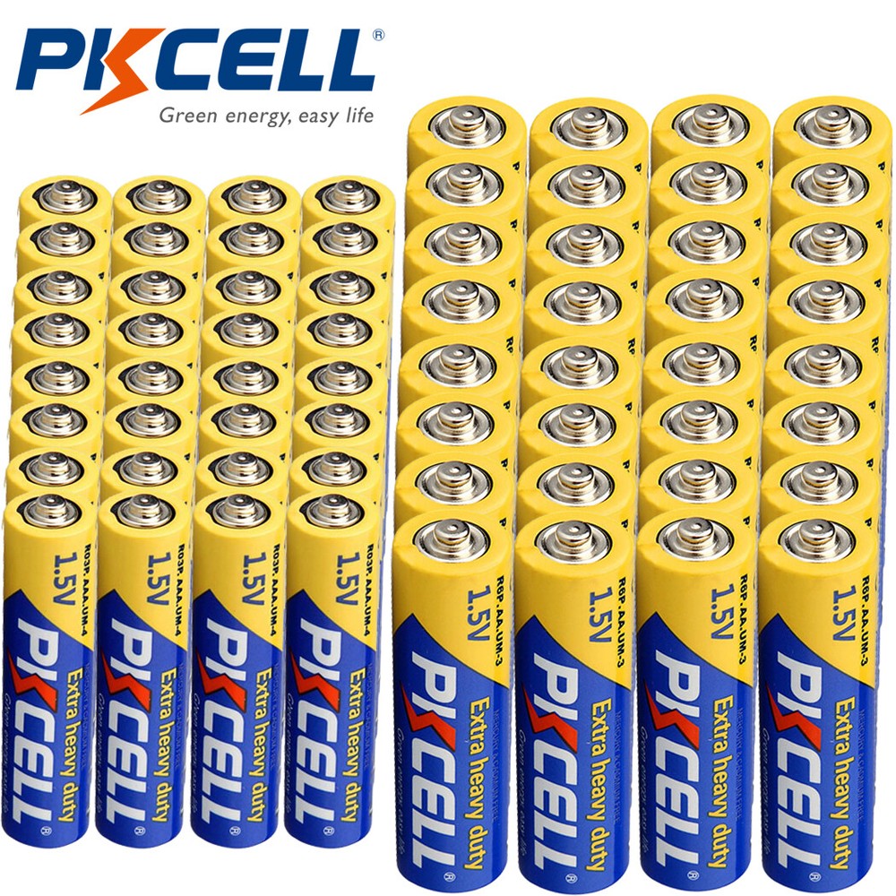 (Combo 100) AA & AAA Batteries Extra Heavy Duty 1.5V PC2400 E92 E91 Zinc-carbon