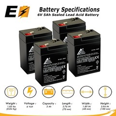 6V 5Ah Emergency Exit Lighting SLA Battery – PACK OF 4 BATTERIES