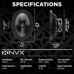 NVX XSP652 X-Series 900W 6″ x 9″ 2-Way Car Audio Coaxial Speakers