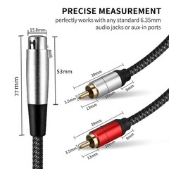XLR to RCA Splitter Cable 3Pin XLR Female to Dual RCA Male Audio Patch Cord