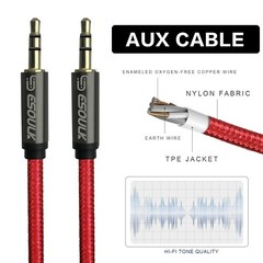 Aux Cable 3.5mm Male to Male Auxiliary Audio Nylon Braided Cord for Car PC Phone