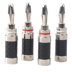4x Banana Plug For Hifi Speaker Carbon Fiber Rhodium Plated Banana Connector NEW