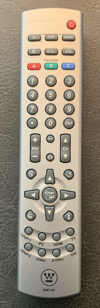 Westinghouse RMT-05 TV Remote Control – Silver. Used, Pro Cleaned & Tested