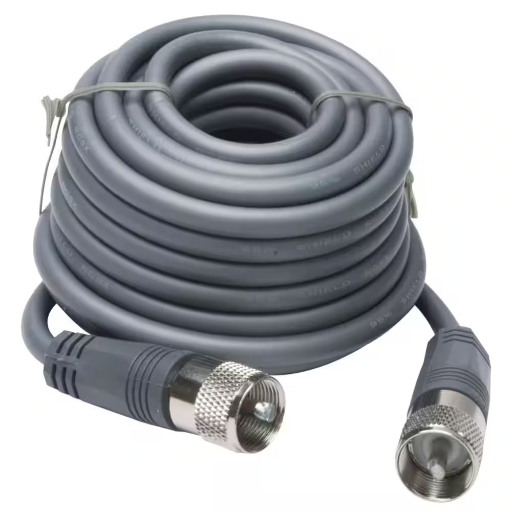 NEW Durable 18 ft RG8X Coax Cable PL259 Ends Low Loss CB Antenna Cable Gray
