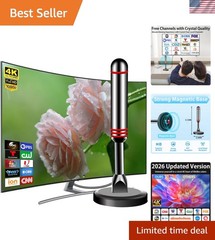 Compact 5.5 in TV Antenna – Strong Magnetic Base & Long Range Reception