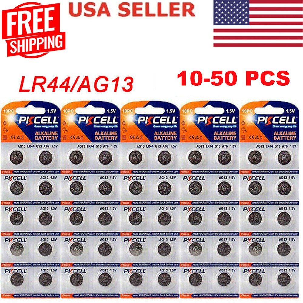 10-50x LR44 Button Cell 1.5V 145mAh Alkaline Batteries AG13 A76 Watch Calculator