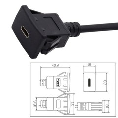 USB-C Type-C USB 3.1 Male to Female 10Gbps Extension Flush Car Latch Mount