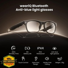 WeariQ Bluetooth Smart Glasses Open Ear Speakers Blue Light Blocking