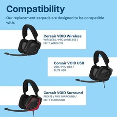 Replacement Ear Pads for Corsair Void Elite/Pro/SE/Surround – Mesh Grey
