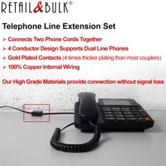 6 Feet Phone Line Extension Cord for Landline Telephones • HiGrade • Made in USA