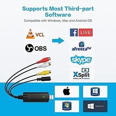 Capture Card, USB Video Capture Card Device, Audio Video Converter Grabber fo…