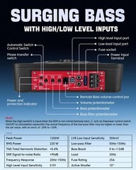 10″ 1200W Car Subwoofer, 2025 Upgraded Slim under Seat Powered Car Subwoofer