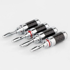4x Banana Plug For Hifi Speaker Carbon Fiber Rhodium Plated Banana Connector NEW