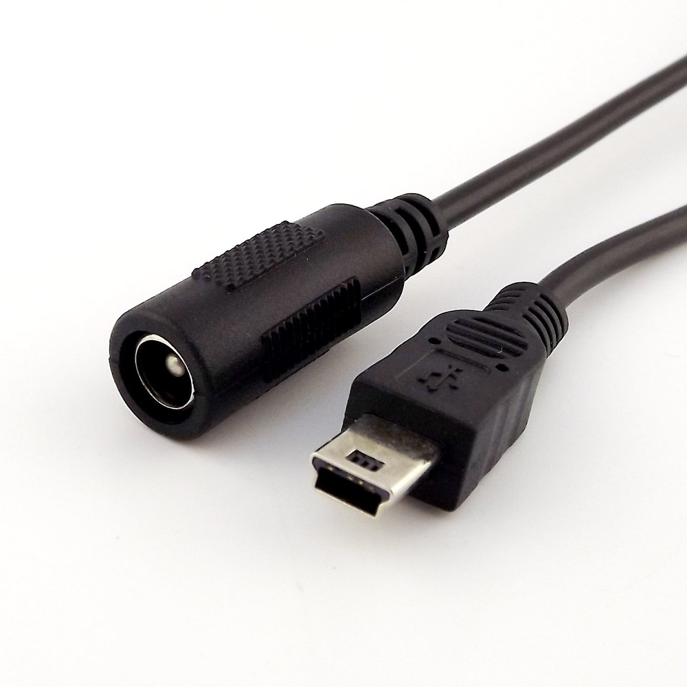 DC Power Mini USB 5 Pin to 5.5mm x 2.1mm Female Jack Adapter Charging Cable 15cm