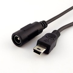 DC Power Mini USB 5 Pin to 5.5mm x 2.1mm Female Jack Adapter Charging Cable 15cm