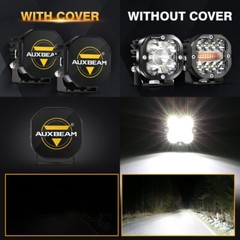 AUXBEAM 3″ LED Work Light Bar Strobe Flash Amber Pods Driving+Black Cover Shield
