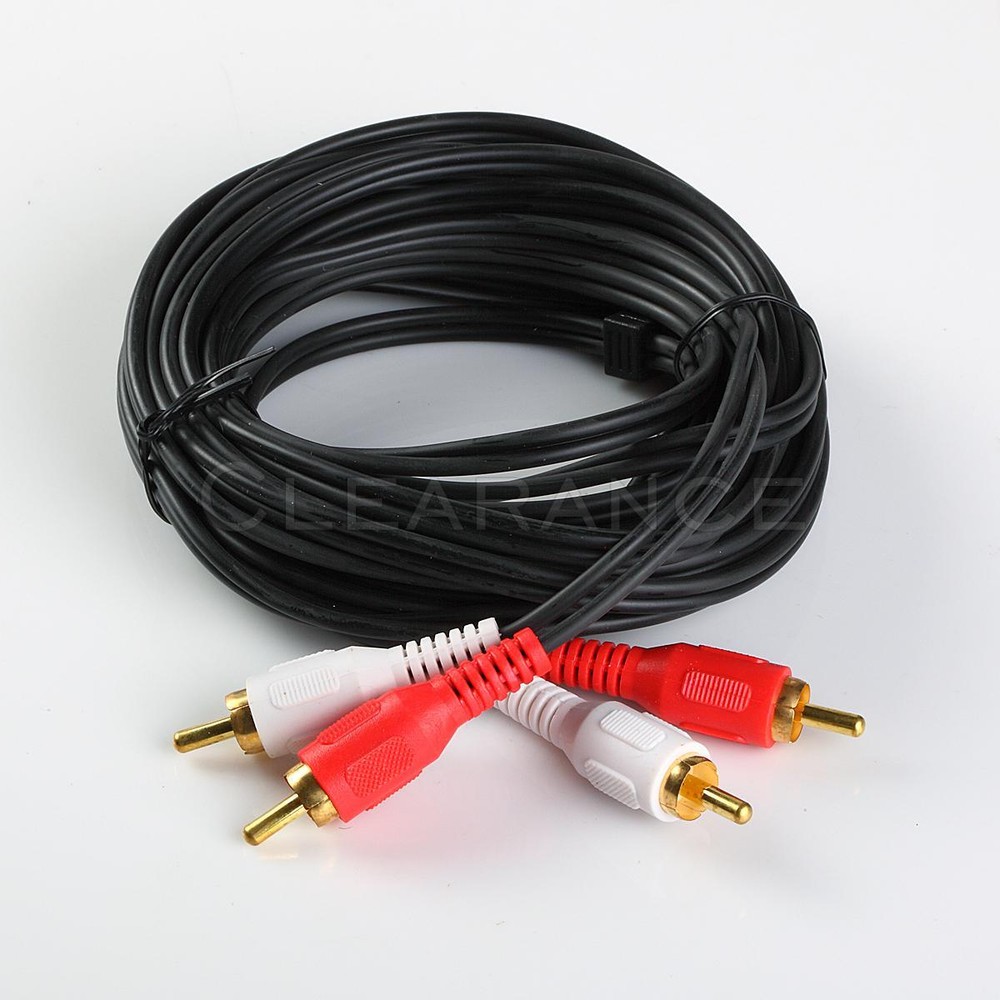 15ft RCA15 Noise Cancellation 2 Male to Male Audio Coax Video Cable Gold-Plated