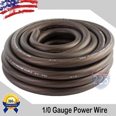 25Ft True 1/0 0 AWG Gauge Power Positive Wire Strand Cable 25′ BLACK HI-Quality