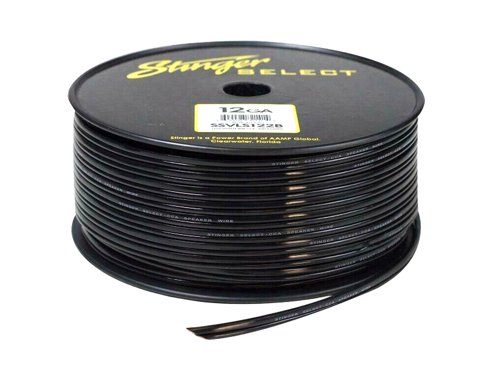 Stinger SSVLS122B 12 Gauge Ga Black 250′ Foot Spool Speaker Wire Car Home Audio