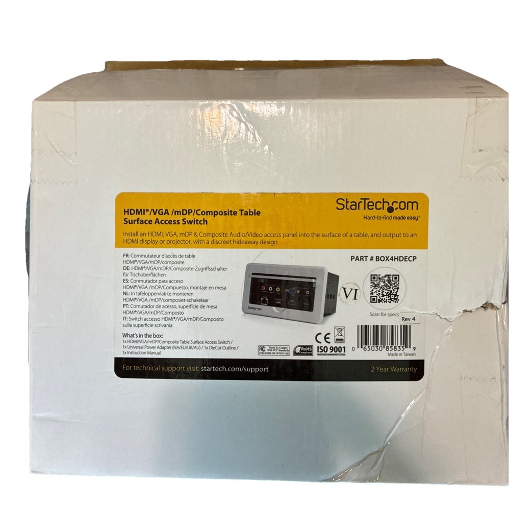 StarTech AV Conference Table Connectivity Box BOX4HDECP2 V1 Dock Hub Kit New