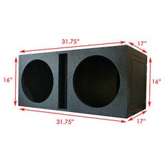 Dual 12″ Vented Armor Coated Subwoofer Box with Painted Kerf Port 1″ MDF wood