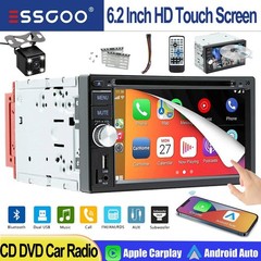 Double 2 DIN Car Stereo DVD CD Player 6.2″ Touchscreen Head Unit BT Carplay CAM