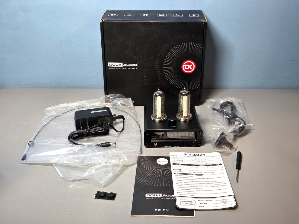 Douk Audio P2-FM Magic 6E2 Preamp Stereo Headphone Tube Amplifier w/ Sound Level