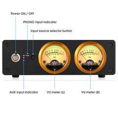 HIFI MM Phono Preamp for Home Turntables Stereo Preamp Headphone Amp w/VU Meter