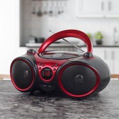 Jensen CD-490 Portable CD Player Sport Stereo – AM/FM Radio (Red/Black) [New ]