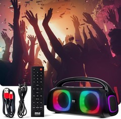 Pyle Wireless Portable LED Bluetooth Boombox Speaker FM Radio 160W Dual Speakers