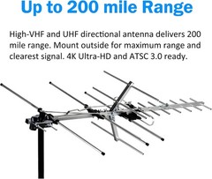 Five Star Yagi Satellite HD TV Antenna up to 200 Mile Long Range, Attic or Roof