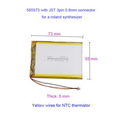 3.7V 3000mAh 11.1Wh Li Battery 505573 JST 3pin 0.8 Plug For a Roland Synthesizer