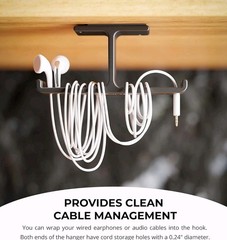 Blucoil Aluminum Under-Desk Headphone Hanger with 11-22 LB Weight Capacity