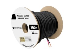 Monoprice Speaker Wire, CL2 Rated, 2-Conductor, 12AWG, 100ft, Black